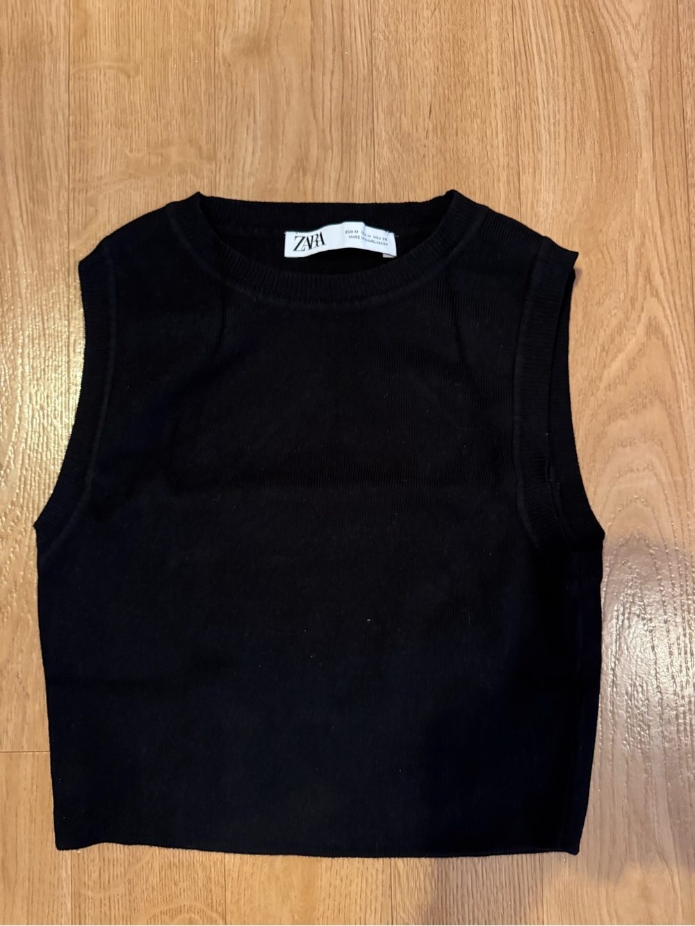 ZARA - Black Ribbed Sleeveless Knit Crop Top